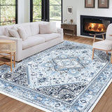 Garvee Tribal Teppich Blau 200x290cm Waschbar Rutschfest Weich Bedruckt Für Indoor Büro Schlafzimmer