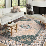 Garvee Boho Vintage Floral Teppich 200x290 cm – Waschbarer Kunstfellteppich mit Rutschfester Rückseite für Wohnzimmer, Schlafzimmer & Bad - Grün