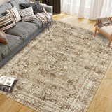 Garvee Kurzflor Teppich Boho Vintage Modern Rutschfest Waschbar 100% Polyester Wohnzimmer Schlafzimmer Braun 200x290cm - Braun
