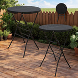 Garvee Stehtisch Klappbar 2er Set Ø80cm Höhe 110cm Rund Bartisch Garten Gartentisch Schwarz