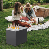 GARVEE Edelstahl Eisbehälter 69 × 46 × 53 cm, Einbau Eiswanne mit Ablauf & Isolierung, Ice Bin für Außenküche, Bar & Getränkestation - Schwarz-Silber