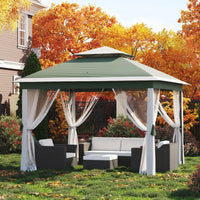 Garvee Pop Up Pavillon 335×335 cm, Mit Moskitonetz, Wasserdicht, UV-Schutz, Höhenverstellbar, Grün