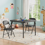 Garvee Kindertisch mit 2 Stühlen, klappbares Kindertisch-Set, 3-teilig, 60,5 × 60,5 cm, gepolsterte PU-Oberflächen, Schwarz - Schwarz