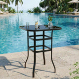 Garvee Garten-Bartisch 80 × 80 × 103, Bartisch, Quadratische Tischfläche, Schwarz - Schwarz