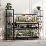 Garvee Aquarium Unterschrank 2-in-1 mit Steckdosen, Schwerlast-Aquariumständer bis 390 kg, Metallgestell mit 5 Ablagen für 284–341 L Aquarien und Terrarien - Schwarz