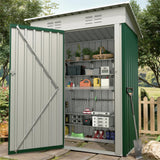 GARVEE Outdoor Geräteschuppen 152 × 89 cm, Verzinkter Stahl Gartenhaus mit Abschließbarer Tür, Wetterfestes Lagerhaus für Terrasse & Garten, Kompakt, Grün - Grün