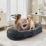 Garvee Hundebett für Menschen XXL, 165 × 105 × 31 cm, Kuschelbett für Erwachsene und große Hunde, Memory-Schaum, waschbarer Bezug - Dunkelgrau