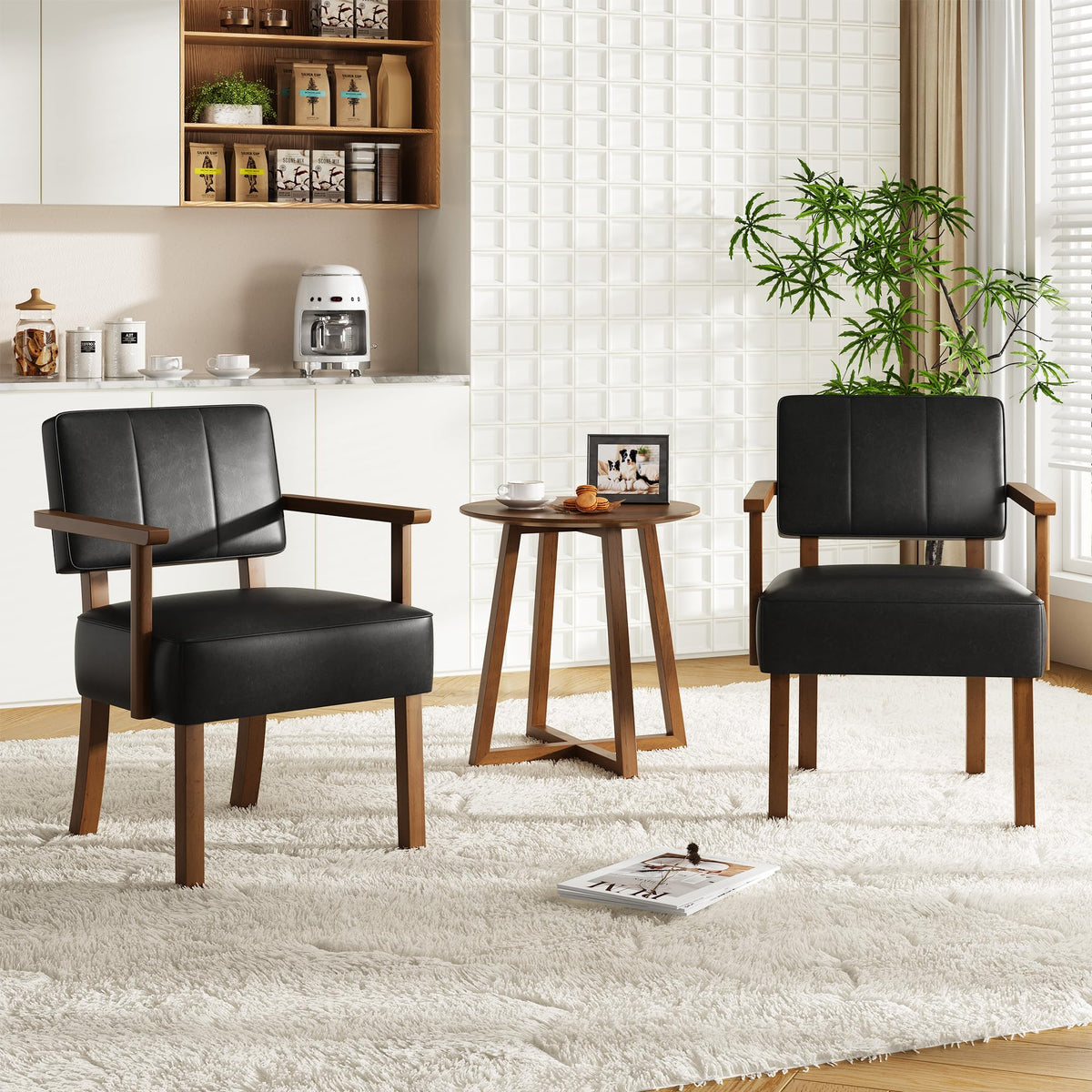Garvee Lounge Sessel aus schwarzem PU-Kunstleder