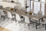 Garvee Esstisch 2-teiliges Set 180 cm, MDF-Tischplatte & Metallbeine, rustikale Optik, Grau - Grau