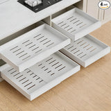 Garvee Kücheninsel, 2-teiliges Set, 53 × 7,5 cm, ausziehbar, pflegeleicht, Kohlenstoffstahl & Metall, Modern, Weiß