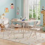 Garvee Kindertisch mit 4 Stühlen, klappbares Kindertisch-Set, 5-teilig, 60,5 × 60,5 cm, gepolsterte PU-Oberflächen, Beige - Beige