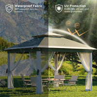 Garvee Pop Up Pavillon 335×335 cm, Mit Moskitonetz, Wasserdicht, UV-Schutz, Höhenverstellbar, Grün