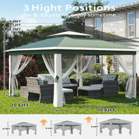 Garvee Pop Up Pavillon 335×335 cm, Mit Moskitonetz, Wasserdicht, UV-Schutz, Höhenverstellbar, Grün