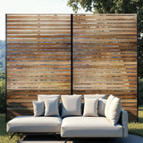 Garvee Metall-Sichtschutz 183 × 119 cm, Sichtschutzwand aus verzinktem Stahl mit dekorativem Muster, freistehend, für Garten und Terrasse - Naturholz