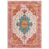 Garvee Vintage Orientteppich 160 x 230 cm, Waschbarer Kurzflor Teppich mit rutschfester TPR-Unterseite, weich und faltbar für Wohnzimmer und Schlafzimmer - Rosa