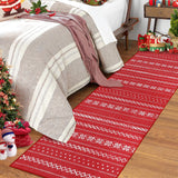 Garvee Weihnachtsteppich Rot Mit Weißen Blumen Antirutsch Waschbar Polyester Flanell 60x230 cm Für Küche & Flur