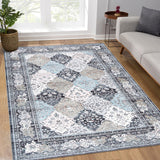 Garvee Boho-Teppiche Waschbare Rutschfeste Teppiche Für Wohnzimmer Esszimmer Schlafzimmer Küche Blau 120x170 cm
