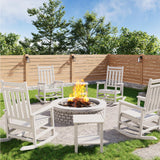 Garvee Poly Lumber Adirondack Schaukelstuhl Set Mit 2 Beistelltischen Für Terrasse Und Garten, Ergonomisch, Wetterfest, HDPE, 380 lbs Tragkraft