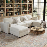 Garvee Modularer 6-Sitzer Sofa U-Form Chenille Beige Verstellbar Komfortabel Für Wohnzimmer Und Büro