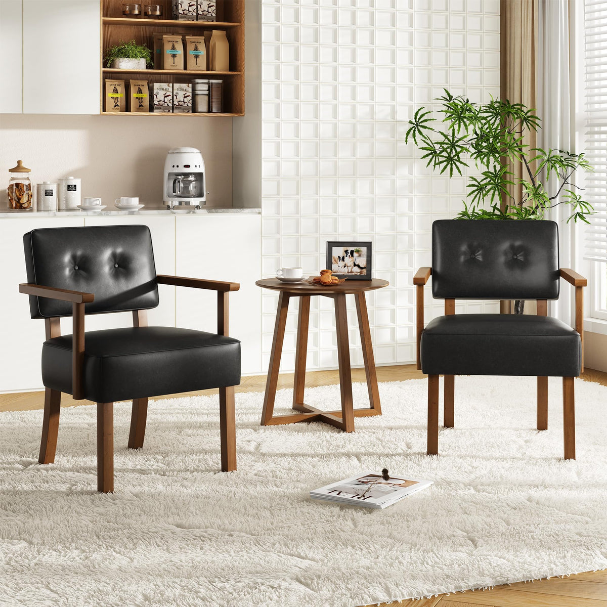 GARVEE Loungesessel aus schwarzem PU-Kunstleder