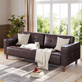 Garvee Sofa 3-Sitzer aus Kunstleder in Dunkelbraun, 211 cm, mit Holzrahmen, für Wohnzimmer und Schlafzimmer - Dunkelbraun