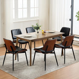 Garvee Esszimmerstühle 6er-Set, Mid-Century Polsterstühle mit PU-Kunstleder, gebogener Rückenlehne & Metallbeinen, Schwarz, gepolstert