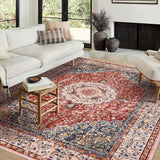 Garvee Boho Vintage Teppich 200x290 cm Waschbar Rutschfest Weiches Kunstlammfell TPR Rückseite Wohnzimmer Schlafzimmer Küche Büro - Rot