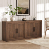 Garvee Sideboard 180 × 37 × 80 cm, Buffetschrank mit 4 Türen, Einlegeboden und Kippschutz, Stauraumschrank für Wohn- und Esszimmer, Braun - Braun+4 Holztüren