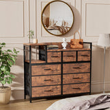 Garvee Kommode mit 9 Schubladen, Stoffschubladen, 100 × 30 × 86 cm, für Schlafzimmer und Wohnzimmer, Wie gezeigt - Braun