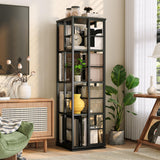 GARVEE Eckbücherregal, 4 Ebenen, 40 × 40 × 137 cm, Holzwerkstoff & Metall, Industrial-Design, Schwarz – für Wohnzimmer & Schlafzimmer - Schwarz