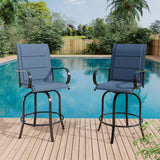 Garvee Garten-Barhocker im 2er-Set 64 × 64 × 122, Mit Polsterung, Blau - Blau