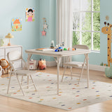 Garvee Kindertisch mit 2 Stühlen, klappbares Kindertisch-Set, 3-teilig, 60,5 × 60,5 cm, gepolsterte PU-Oberflächen, Beige - Beige