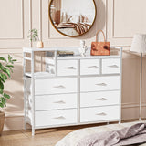 Garvee Kommode mit 9 Schubladen, Stoffschubladen, 100 × 30 × 86 cm, für Schlafzimmer und Wohnzimmer, Wie gezeigt - Weiß