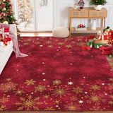 Garvee Großer Wohnzimmer Teppich Weihnachtsdeko 200x290 cm Rot Weicher Kurzflor Rutschfest Waschbar - Verrotten