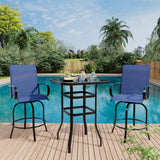 Garvee 3-Teiliges Patio Barstuhl-Set Mit 360° Drehung Komfort Textilene Ergonomisch Wetterfest Hohe Barhocker Für Garten & Balkon