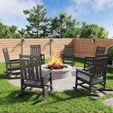 Garvee HDPE Adirondack Schaukelstuhl Set 6 Wetterfest Ergonomisch Kunststoff UV-Beständig Für Garten & Terrasse - Schwarz