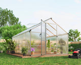 Garvee Gewächshaus 8x12 FT Polycarbonat Mit Aluminiumrahmen Und Dachventil Für Garten Terrasse Wetterfest - Silber