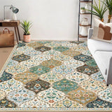 Garvee North African Runner Rug Vintage Trellis Design Soft Durable Synthetic Fibers Non-Slip TPR Backing Hallway Living Room Bedroom