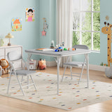 Garvee Kindertisch mit 2 Stühlen, klappbares Kindertisch-Set, 3-teilig, 60,5 × 60,5 cm, gepolsterte PU-Oberflächen, Grau - Grau