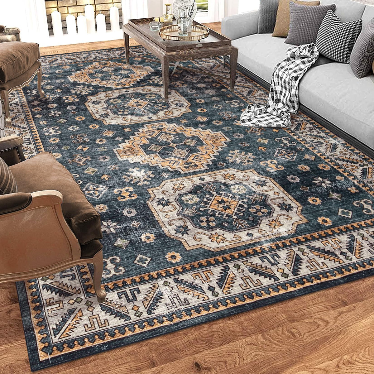 Vintage Boho Teppich Wohnzimmer