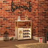 Garvee Weinbar Schrank mit LED Licht, Verstellbare Regale, Mesh Tür, 92 cm, MDF & Metall, mit Stauraum, pflegeleicht, Gold - Gold