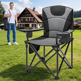 Garvee Campingstuhl mit 64 cm Sitzbreite, 1 Stück, klappbar, Getränkehalter, Grau - Grau