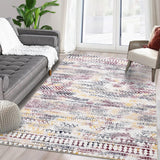 Garvee Wasserdichter Teppich Marokkanisch Boho Waschbar Öl- & Fleckenresistent Rutschfest Haustier- & Kinderfreundlich 160x230cm Wohnzimmer Schlafzimmer - Wie gezeigt