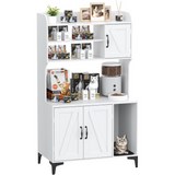 Garvee Katzentoilettenschrank mit Regal, 130 cm hoch, Katzenklo Schrank mit 3 Türen, Stauraum und seitlichem Katzeneingang, Katzenmöbel für Wohnzimmer - Weiß