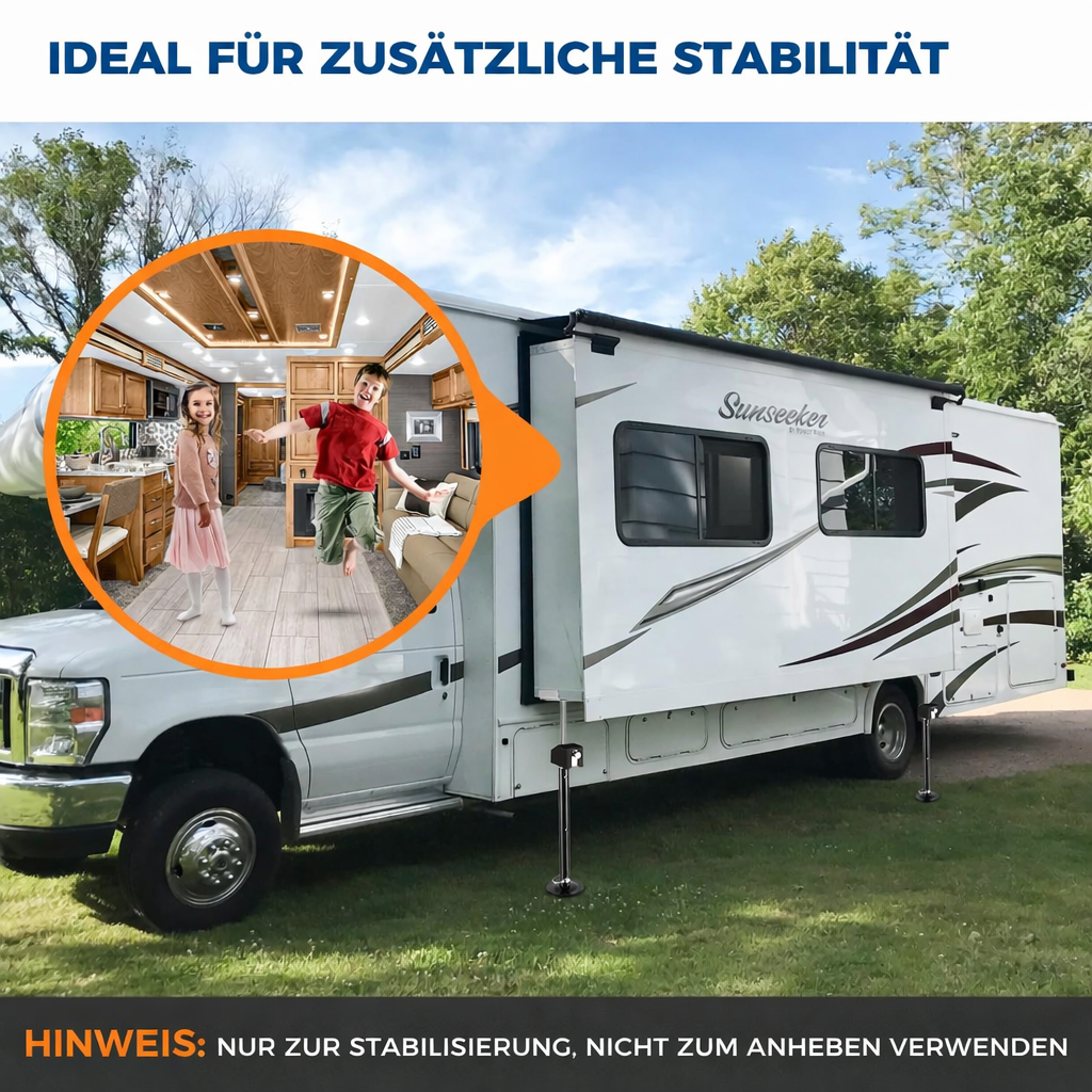 Garvee Wohnmobil-Stützfüße 4er-Set, Höhenverstellbare Wohnmobil- & Wohnwagenstützen 54–87 cm, Bis 2.268 kg Tragkraft pro Stütze, mit Bohrmaschinenadapter zur Stabilisierung beim Camping