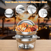 Garvee Chafing Dish 6er-Set mit je 4,7 L, runder Buffet-Speisenwärmer aus Edelstahl mit Deckel und herausnehmbaren Behältern für Catering, Hotel, Restaurant, Hochzeit, Bankett und Veranstaltungen