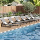 GARVEE Verstellbare Gartenliege 6er-Set, 5-fach Verstellbare Rückenlehne, Atmungsaktives Textilene-Gewebe, Wetterfeste Metallstruktur für Terrasse, Pool und Garten, Grau - Grau