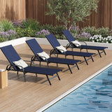 GARVEE Verstellbare Gartenliege 4er-Set, 5-fach Verstellbare Rückenlehne, Atmungsaktives Textilene-Gewebe, Wetterfeste Metallstruktur für Terrasse, Pool und Garten, Dunkelblau - Dunkelblau