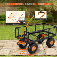 Garvee Schwerlast 3-in-1 Gartenwagen aus Stahl, bis 408 kg, 92 × 51 cm Gitterladefläche, 25 cm Geländeräder & 120° Schwenkgriff, für Garten, Hof & Outdoor