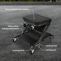 Garvee 91 cm Z-förmiger Mechanikersitz – Faltbar, 6 Rollen, Stahlrahmen, Gepolstert, Schwarz